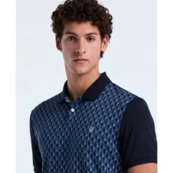 Original Penguin Martini Print Polo Shirt In Dark Sapphire(Martini Print Polo Shirt Blue Opkf2512gp 413) -Original Penguin Outlet OPKF2512 413 alt2