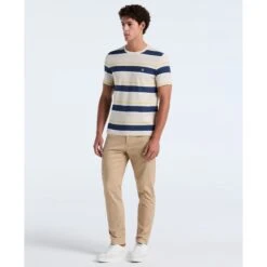Original Penguin Pique Engineered Stripe T-Shirt In Birch(Pique Engineered Stripe T Shirt Beige Opkf2518gp 252) -Original Penguin Outlet OPKF2518 252 alt3