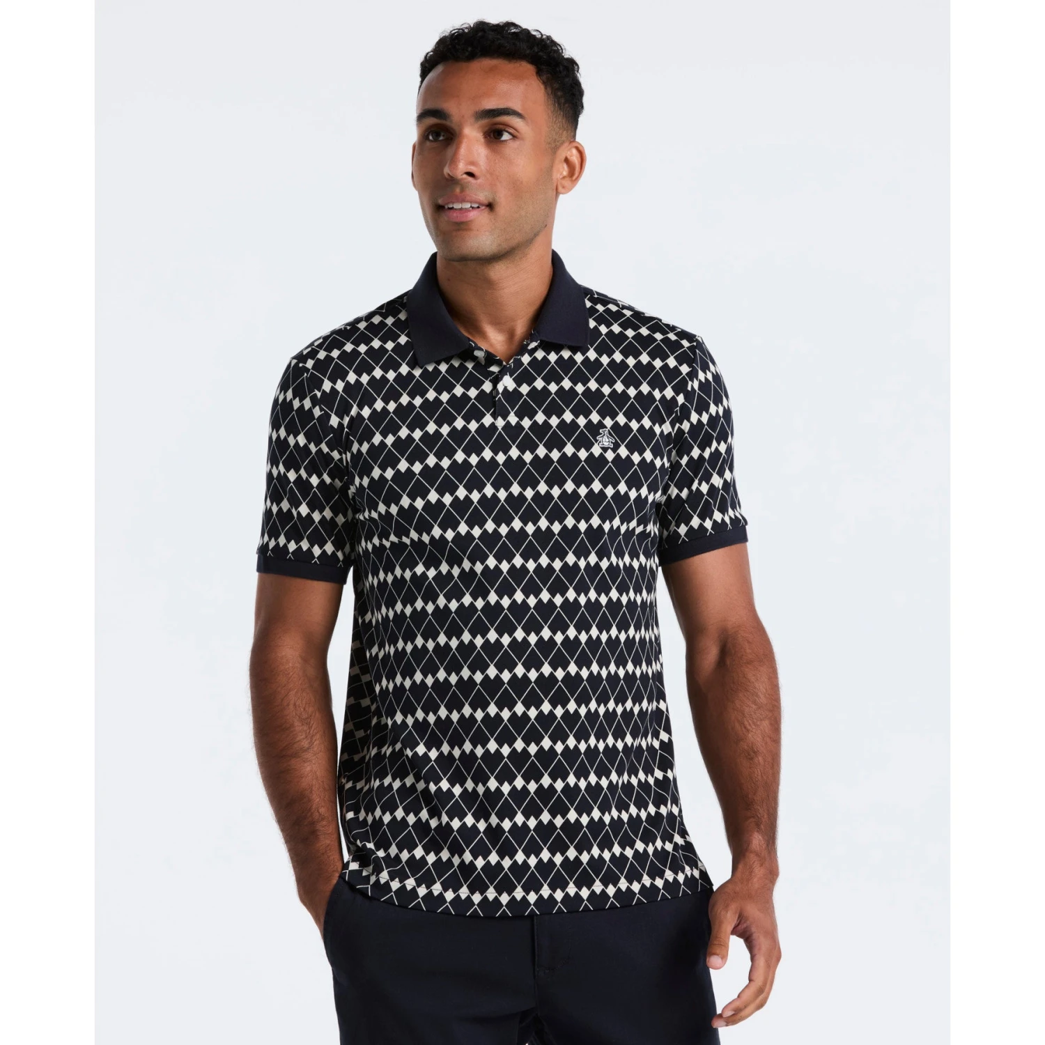 Original Penguin Flags Print Polo Shirt In Dark Sapphire(Flags Print Polo Shirt Blue Opkf2520gp 413) 1 Original Penguin Flags Print Polo Shirt In Dark Sapphire(Flags Print Polo Shirt Blue Opkf2520gp 413)
