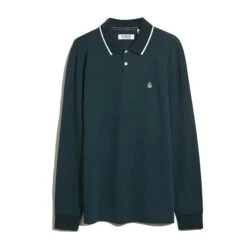 Original Penguin Sticker Pete Tipped Long Sleeve Polo Shirt In Reflecting Pond(Sticker Pete Tipped Long Sleeve Polo Shirt Blue Opkf2522gp 470) -Original Penguin Outlet OPKF2522 470 alt4