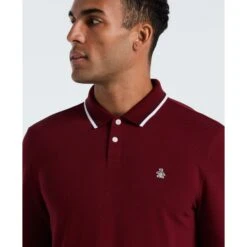 Original Penguin Sticker Pete Tipped Long Sleeve Polo Shirt In Cabernet(Sticker Pete Tipped Long Sleeve Polo Shirt Red Opkf2522gp 605) 7 Original Penguin Sticker Pete Tipped Long Sleeve Polo Shirt In Cabernet(Sticker Pete Tipped Long Sleeve Polo Shirt Red Opkf2522gp 605) -Original Penguin Outlet OPKF2522 605 alt2