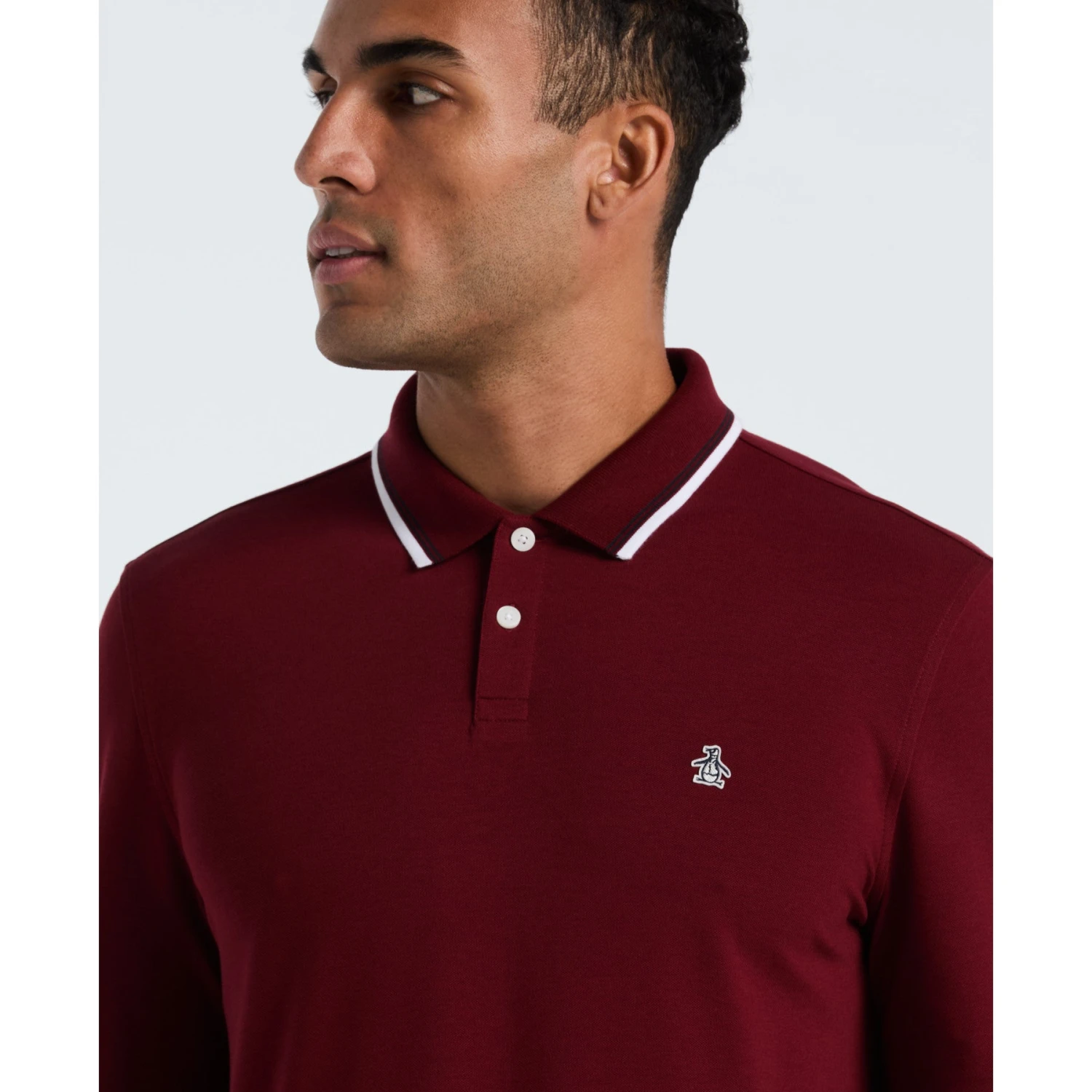 Original Penguin Sticker Pete Tipped Long Sleeve Polo Shirt In Cabernet(Sticker Pete Tipped Long Sleeve Polo Shirt Red Opkf2522gp 605) 3 Original Penguin Sticker Pete Tipped Long Sleeve Polo Shirt In Cabernet(Sticker Pete Tipped Long Sleeve Polo Shirt Red Opkf2522gp 605) - Image 3
