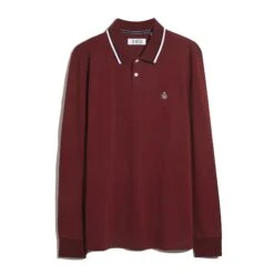 Original Penguin Sticker Pete Tipped Long Sleeve Polo Shirt In Cabernet(Sticker Pete Tipped Long Sleeve Polo Shirt Red Opkf2522gp 605) 9 Original Penguin Sticker Pete Tipped Long Sleeve Polo Shirt In Cabernet(Sticker Pete Tipped Long Sleeve Polo Shirt Red Opkf2522gp 605) -Original Penguin Outlet OPKF2522 605 alt4
