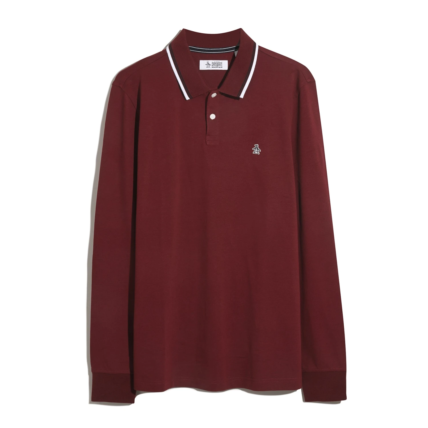 Original Penguin Sticker Pete Tipped Long Sleeve Polo Shirt In Cabernet(Sticker Pete Tipped Long Sleeve Polo Shirt Red Opkf2522gp 605) 5 Original Penguin Sticker Pete Tipped Long Sleeve Polo Shirt In Cabernet(Sticker Pete Tipped Long Sleeve Polo Shirt Red Opkf2522gp 605) - Image 5