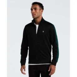 Original Penguin Double Knit Track Jacket In True Black(Double Knit Track Jacket Black Opkf2524gp 010)