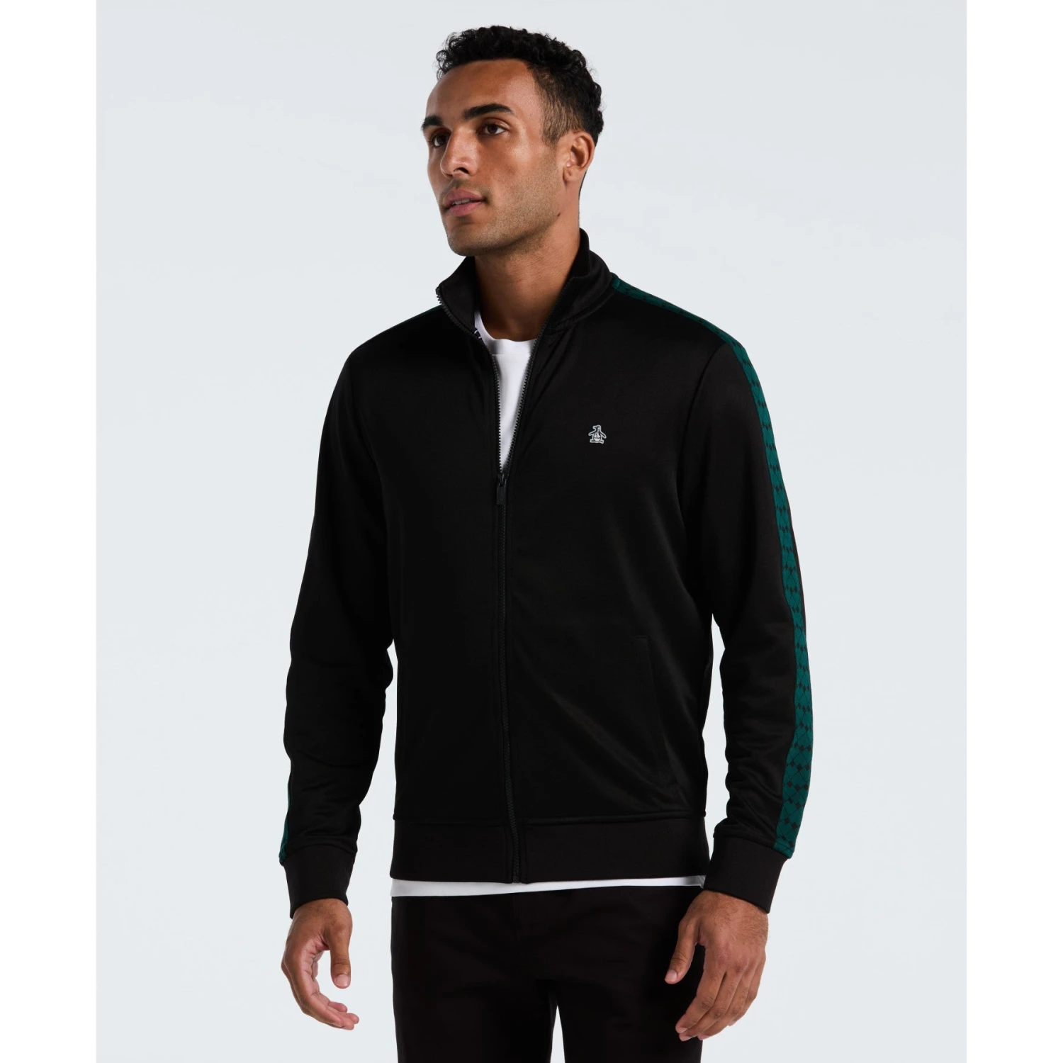 Original Penguin Double Knit Track Jacket In True Black(Double Knit Track Jacket Black Opkf2524gp 010) 1 Original Penguin Double Knit Track Jacket In True Black(Double Knit Track Jacket Black Opkf2524gp 010)