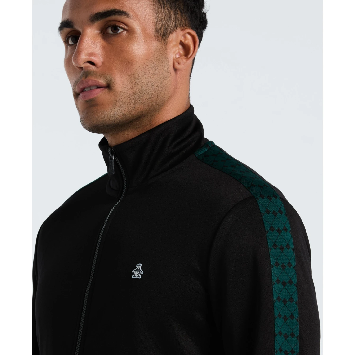 Original Penguin Double Knit Track Jacket In True Black(Double Knit Track Jacket Black Opkf2524gp 010) 3 Original Penguin Double Knit Track Jacket In True Black(Double Knit Track Jacket Black Opkf2524gp 010) - Image 3