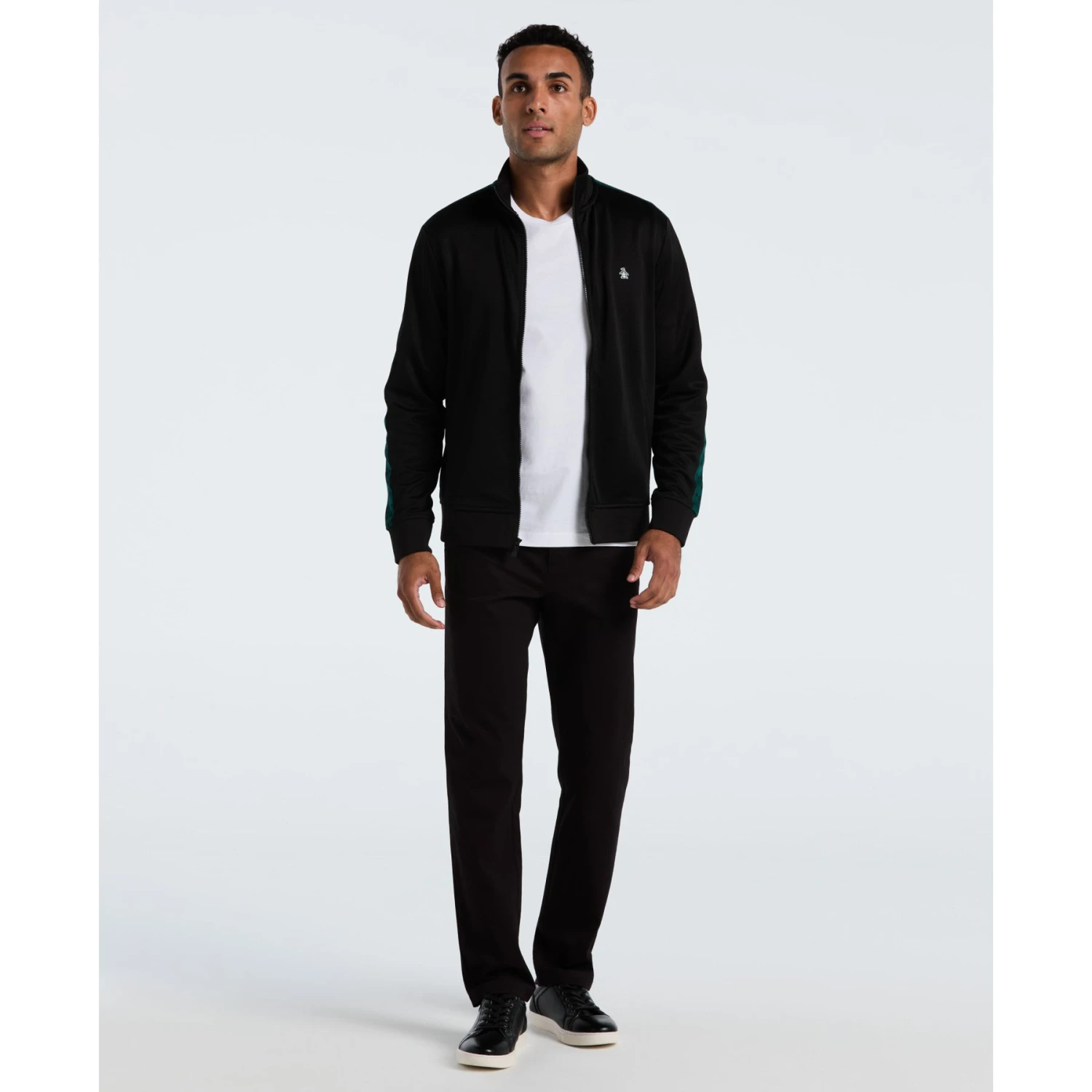 Original Penguin Double Knit Track Jacket In True Black(Double Knit Track Jacket Black Opkf2524gp 010) 4 Original Penguin Double Knit Track Jacket In True Black(Double Knit Track Jacket Black Opkf2524gp 010) - Image 4