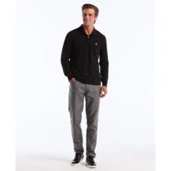 Original Penguin Pique Long Sleeve Polo Shirt In True Black(Pique Long Sleeve Polo Shirt Black Opkf2526gp 010) -Original Penguin Outlet OPKF2526 010 alt3