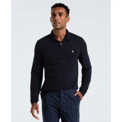 Original Penguin Pique Long Sleeve Polo Shirt In Dark Sapphire(Pique Long Sleeve Polo Shirt Blue Opkf2526gp 413)