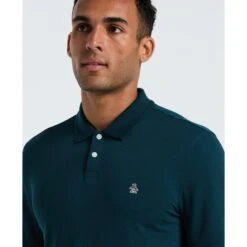 Original Penguin Pique Long Sleeve Polo Shirt In Reflecting Pond(Pique Long Sleeve Polo Shirt Blue Opkf2526gp 470) -Original Penguin Outlet OPKF2526 470 alt2