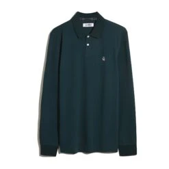 Original Penguin Pique Long Sleeve Polo Shirt In Reflecting Pond(Pique Long Sleeve Polo Shirt Blue Opkf2526gp 470) -Original Penguin Outlet OPKF2526 470 alt4