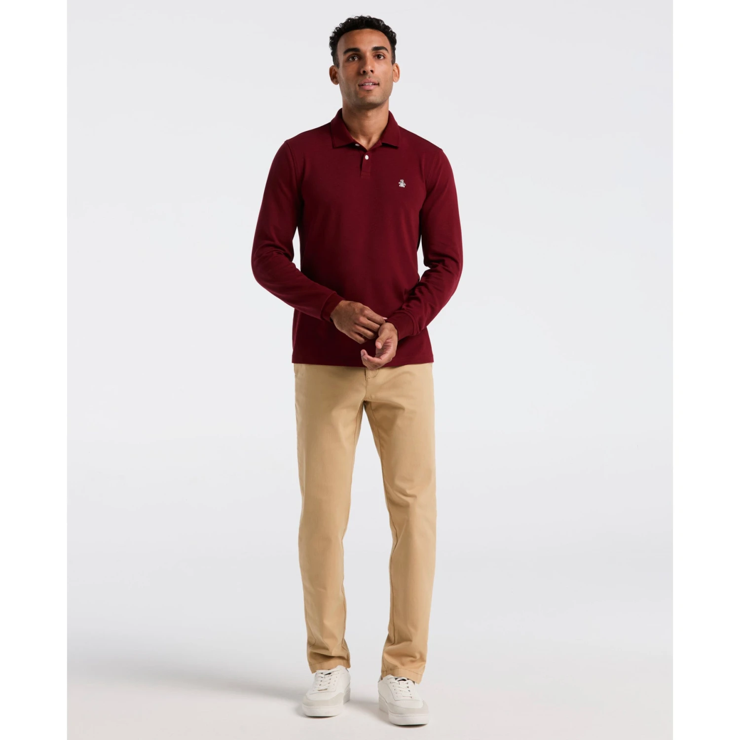 Original Penguin Pique Long Sleeve Polo Shirt In Cabernet(Pique Long Sleeve Polo Shirt Red Opkf2526gp 605) 4 Original Penguin Pique Long Sleeve Polo Shirt In Cabernet(Pique Long Sleeve Polo Shirt Red Opkf2526gp 605) - Image 4