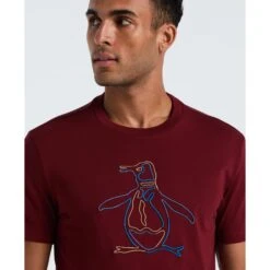 Original Penguin Outline Pete Graphic T-Shirt In Cabernet(Outline Pete Graphic T Shirt Red Opkf2559gp 605) -Original Penguin Outlet OPKF2559 605 alt2