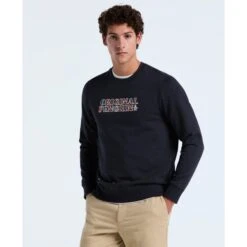Original Penguin Plaid Logo Graphic Sweatshirt In Sapphire Heather(Plaid Logo Graphic Sweatshirt Blue Opkf2560gp 478)