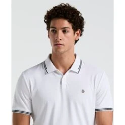 Original Penguin Icons Tipped Polo Shirt In Bright White(Organic Cotton Tv Pete Polo White Opkf3808gp 118) -Original Penguin Outlet OPKF3808 118 alt2