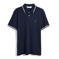 Original Penguin Icons Tipped Polo Shirt In Dark Sapphire(Organic Cotton Tv Pete Polo Blue Opkf3808gp 413) -Original Penguin Outlet OPKF3808 413