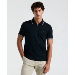 Original Penguin Icons Tipped Polo Shirt In Dark Sapphire(Organic Cotton Tv Pete Polo Blue Opkf3808gp 413)