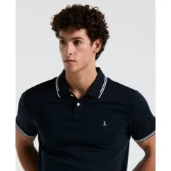 Original Penguin Icons Tipped Polo Shirt In Dark Sapphire(Organic Cotton Tv Pete Polo Blue Opkf3808gp 413) -Original Penguin Outlet OPKF3808 413 alt2