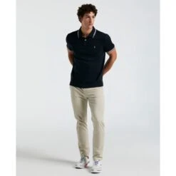 Original Penguin Icons Tipped Polo Shirt In Dark Sapphire(Organic Cotton Tv Pete Polo Blue Opkf3808gp 413) -Original Penguin Outlet OPKF3808 413 alt3