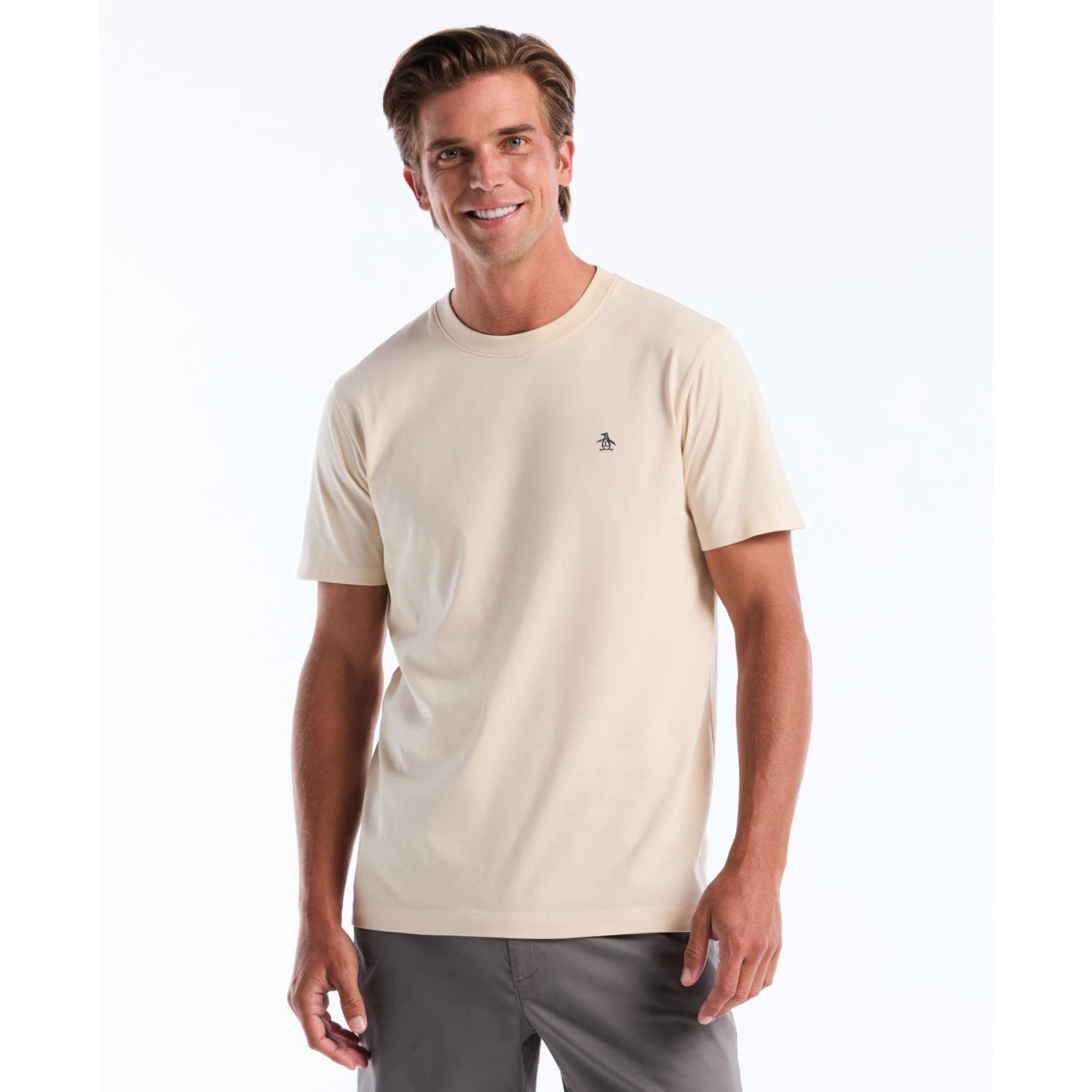 Original Penguin Pin Point Embroidered Logo T-Shirt In Birch(Pin Point Embroidered Logo T Shirt Beige Opkf5903gp 252) 1 Original Penguin Pin Point Embroidered Logo T-Shirt In Birch(Pin Point Embroidered Logo T Shirt Beige Opkf5903gp 252)