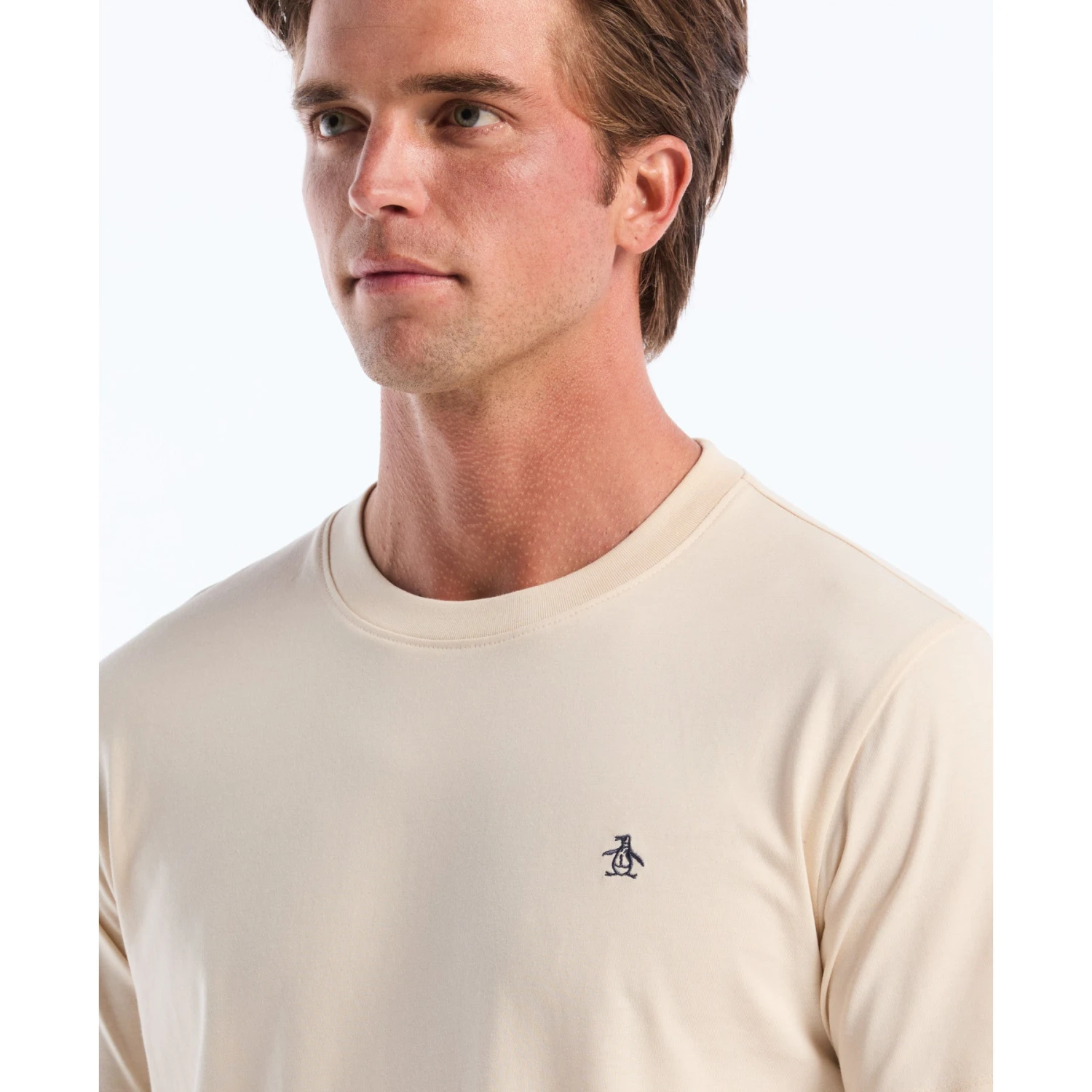 Original Penguin Pin Point Embroidered Logo T-Shirt In Birch(Pin Point Embroidered Logo T Shirt Beige Opkf5903gp 252) 3 Original Penguin Pin Point Embroidered Logo T-Shirt In Birch(Pin Point Embroidered Logo T Shirt Beige Opkf5903gp 252) - Image 3