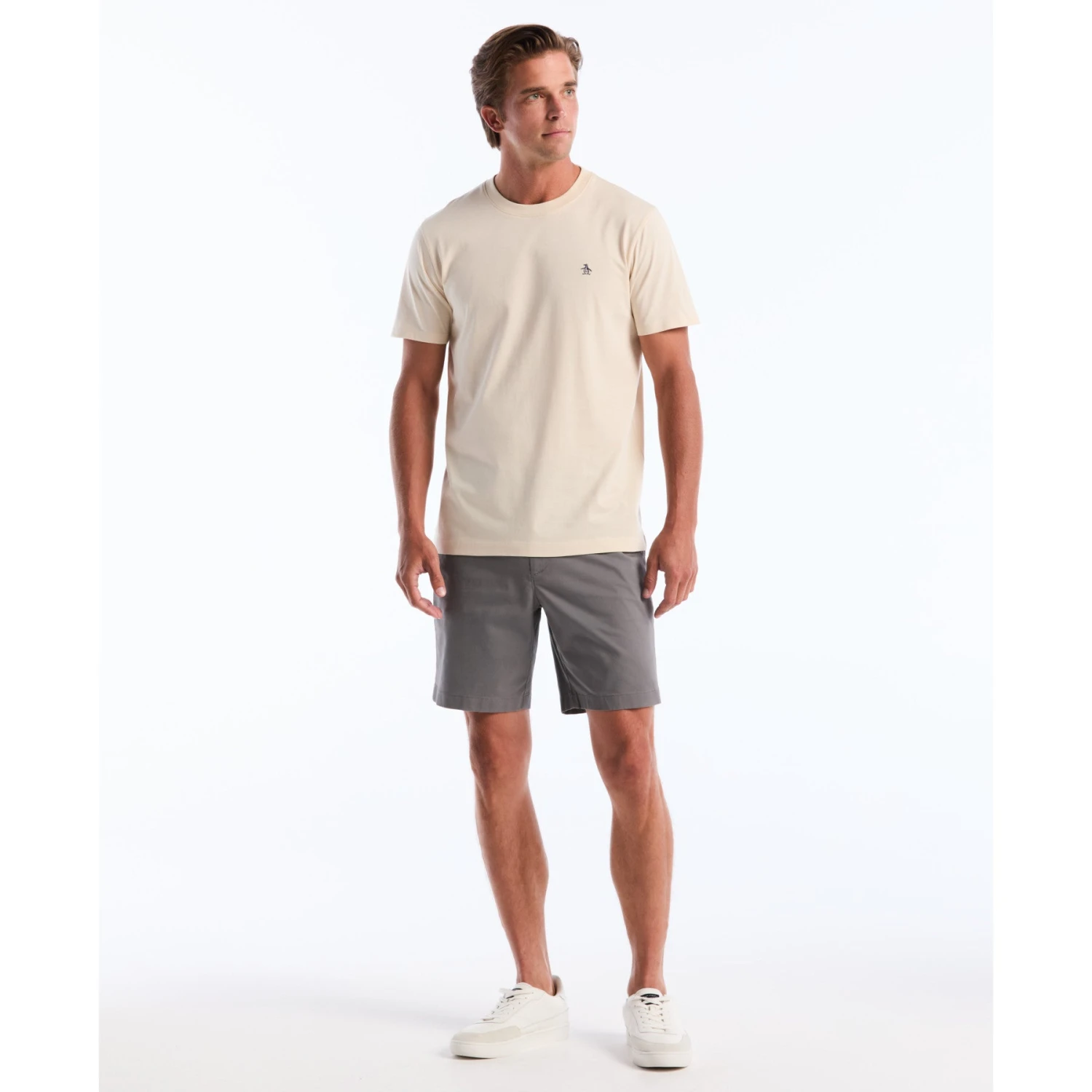 Original Penguin Pin Point Embroidered Logo T-Shirt In Birch(Pin Point Embroidered Logo T Shirt Beige Opkf5903gp 252) 4 Original Penguin Pin Point Embroidered Logo T-Shirt In Birch(Pin Point Embroidered Logo T Shirt Beige Opkf5903gp 252) - Image 4