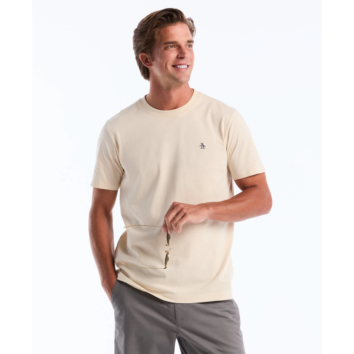 Original Penguin Pin Point Embroidered Logo T-Shirt In Birch(Pin Point Embroidered Logo T Shirt Beige Opkf5903gp 252) 5 Original Penguin Pin Point Embroidered Logo T-Shirt In Birch(Pin Point Embroidered Logo T Shirt Beige Opkf5903gp 252) - Image 5