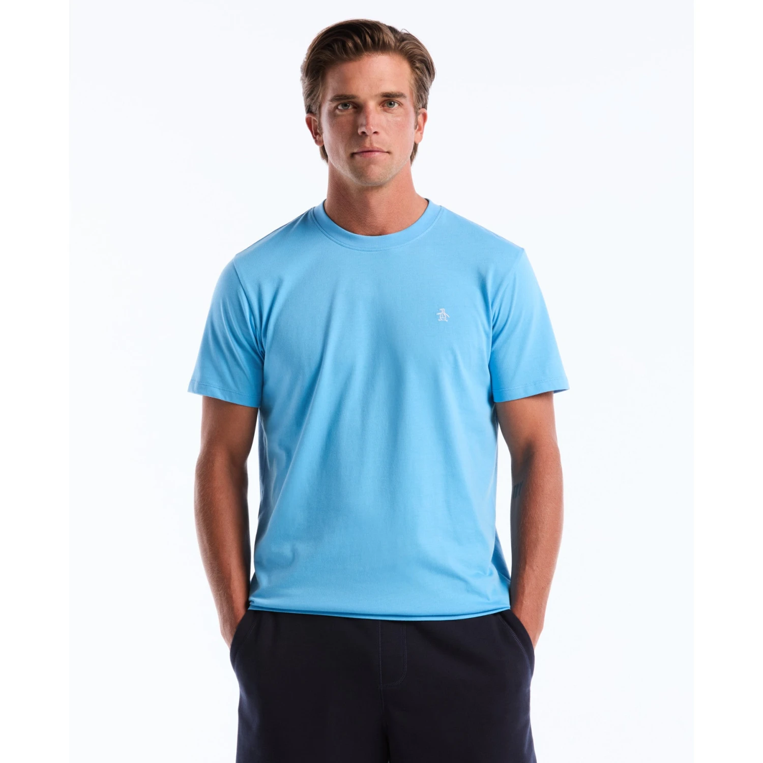 Original Penguin Pin Point Embroidered Logo T-Shirt In Bonnie Blue(Pin Point Embroidered Logo T Shirt Blue Opkf5903gp 456) 1 Original Penguin Pin Point Embroidered Logo T-Shirt In Bonnie Blue(Pin Point Embroidered Logo T Shirt Blue Opkf5903gp 456)