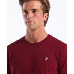 Original Penguin Pin Point Embroidered Logo T-Shirt In Cabernet(Pin Point Embroidered Logo T Shirt Red Opkf5903gp 605) 10 Original Penguin Pin Point Embroidered Logo T-Shirt In Cabernet(Pin Point Embroidered Logo T Shirt Red Opkf5903gp 605) -Original Penguin Outlet OPKF5903 605 alt2