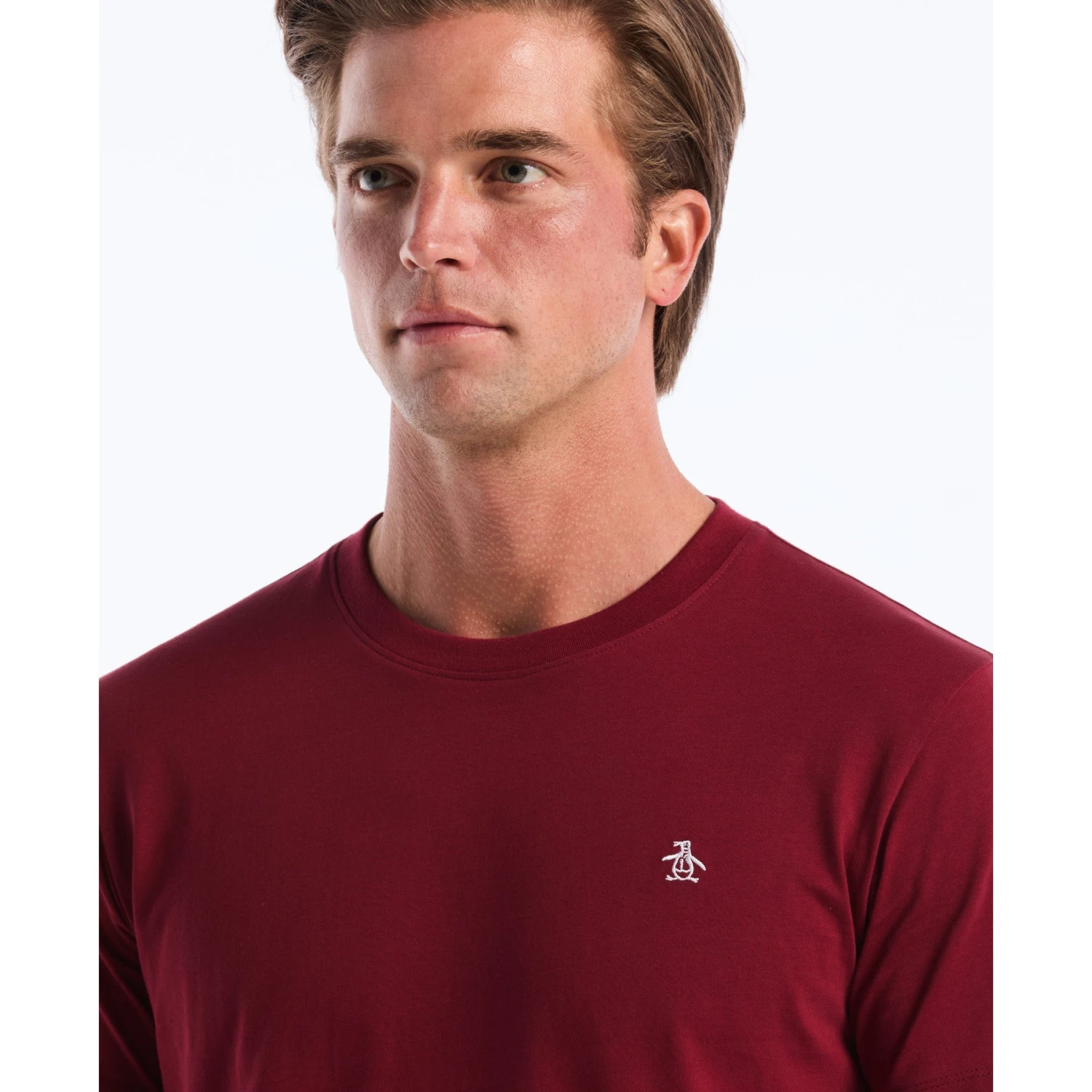 Original Penguin Pin Point Embroidered Logo T-Shirt In Cabernet(Pin Point Embroidered Logo T Shirt Red Opkf5903gp 605) 4 Original Penguin Pin Point Embroidered Logo T-Shirt In Cabernet(Pin Point Embroidered Logo T Shirt Red Opkf5903gp 605) - Image 4