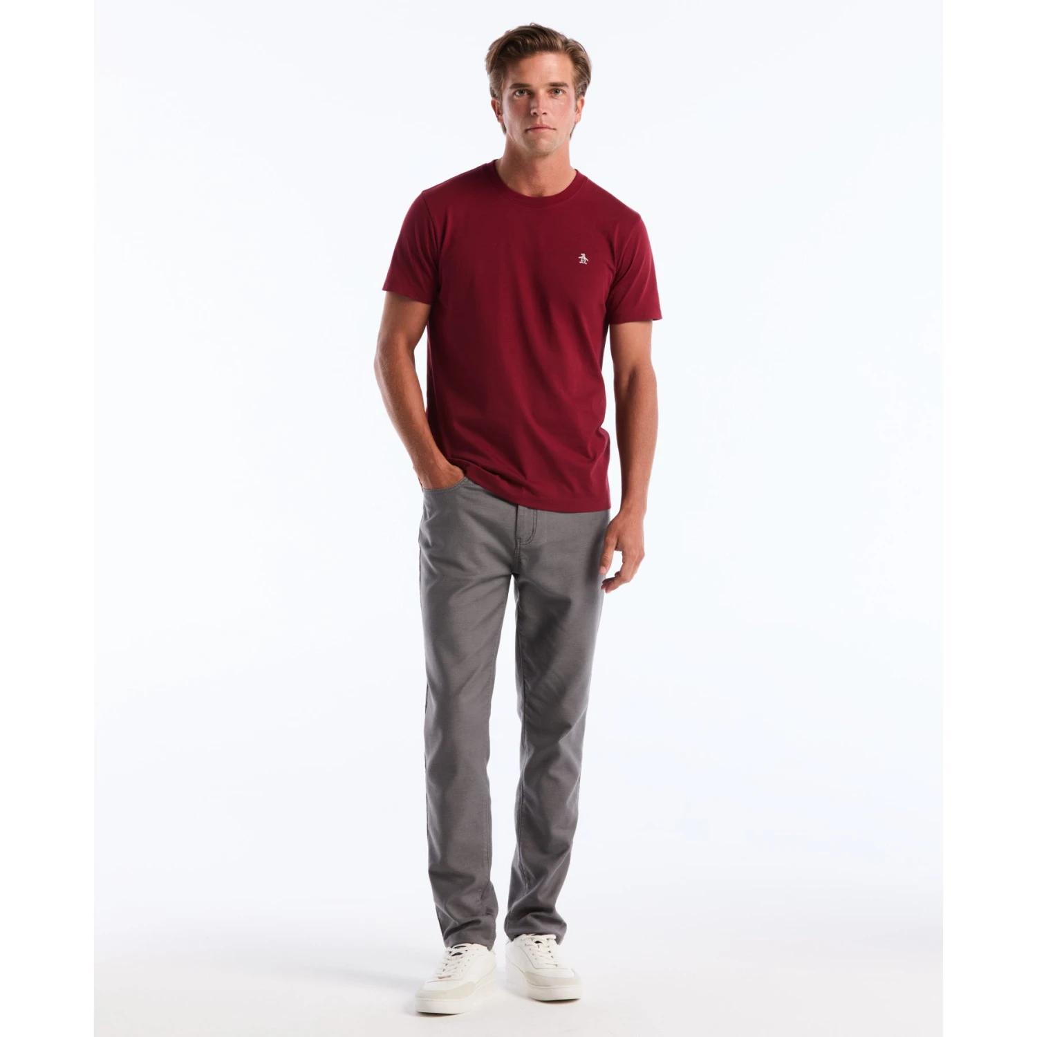 Original Penguin Pin Point Embroidered Logo T-Shirt In Cabernet(Pin Point Embroidered Logo T Shirt Red Opkf5903gp 605) 3 Original Penguin Pin Point Embroidered Logo T-Shirt In Cabernet(Pin Point Embroidered Logo T Shirt Red Opkf5903gp 605) - Image 3