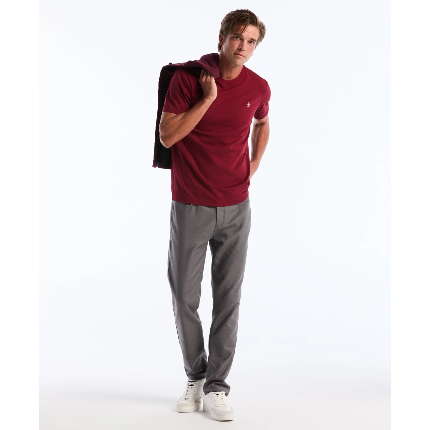 Original Penguin Pin Point Embroidered Logo T-Shirt In Cabernet(Pin Point Embroidered Logo T Shirt Red Opkf5903gp 605) 6 Original Penguin Pin Point Embroidered Logo T-Shirt In Cabernet(Pin Point Embroidered Logo T Shirt Red Opkf5903gp 605) - Image 6