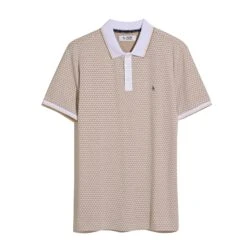 Original Penguin Allover Mini Jaquard Polo Shirt In Birch(Allover Mini Jaquard Polo Shirt Beige Opkm2522gp 252) -Original Penguin Outlet OPKM2522 118 4