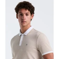 Original Penguin Allover Mini Jaquard Polo Shirt In Birch(Allover Mini Jaquard Polo Shirt Beige Opkm2522gp 252) -Original Penguin Outlet OPKM2522 252 alt2
