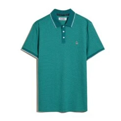 Original Penguin Allover Mini Jaquard Polo Shirt In Exotic Plume(Allover Mini Jaquard Polo Shirt Blue Opkm2522gp 495) -Original Penguin Outlet OPKM2522 495