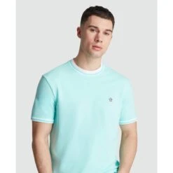Original Penguin Icons Pique T-Shirt In Blue Tint(Organic Cotton Pique T Shirt Blue Opkm3503gp 459) -Original Penguin Outlet OPKM3503 459 alt2