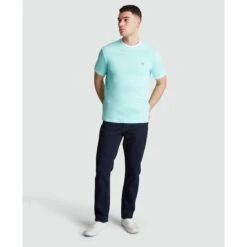 Original Penguin Icons Pique T-Shirt In Blue Tint(Organic Cotton Pique T Shirt Blue Opkm3503gp 459) -Original Penguin Outlet OPKM3503 459 alt3