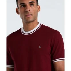 Original Penguin Icons Pique T-Shirt In Cabernet(Icons Pique T Shirt Red Opkm3503gp 605) -Original Penguin Outlet OPKM3503 605 alt2