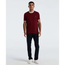 Original Penguin Icons Pique T-Shirt In Cabernet(Icons Pique T Shirt Red Opkm3503gp 605) -Original Penguin Outlet OPKM3503 605 alt3