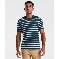 Original Penguin Breton Striped T-Shirt In Reflecting Pond(Breton Striped T Shirt Blue Opks3720gp 470)