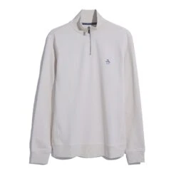 Original Penguin Fleece Quarter Zip Sweatshirt In Birch(Long Sleeve Fleece Quarter Zip Jumper Beige Opks5713gp 252) -Original Penguin Outlet OPKS5713 252