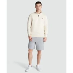 Original Penguin Fleece Quarter Zip Sweatshirt In Birch(Long Sleeve Fleece Quarter Zip Jumper Beige Opks5713gp 252) -Original Penguin Outlet OPKS5713 252 alt3
