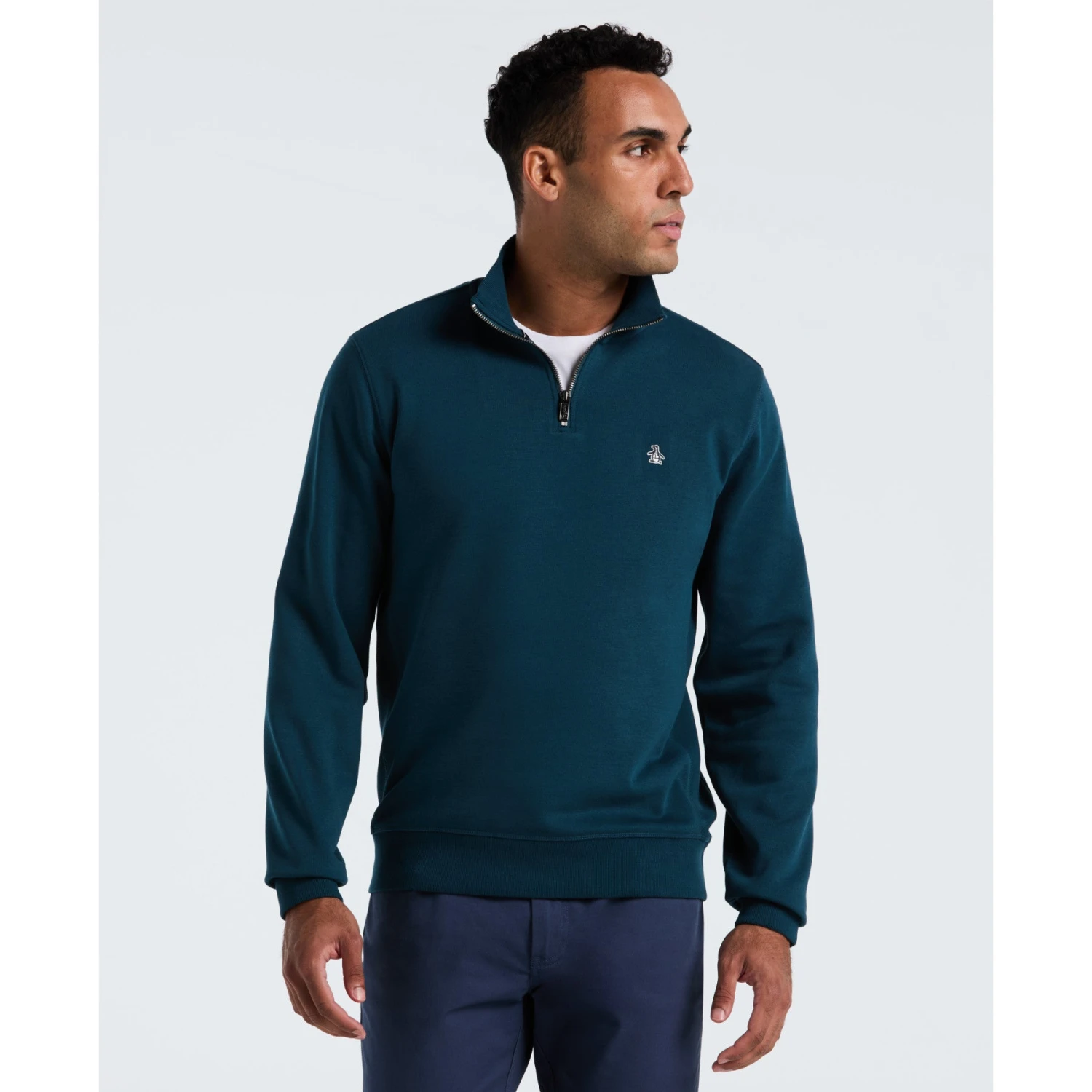 Original Penguin Sticker Pete Quarter Zip Sweatshirt In Reflecting Pond(Sticker Pete Quarter Zip Sweatshirt Blue Opksb044gp 470) 1 Original Penguin Sticker Pete Quarter Zip Sweatshirt In Reflecting Pond(Sticker Pete Quarter Zip Sweatshirt Blue Opksb044gp 470)
