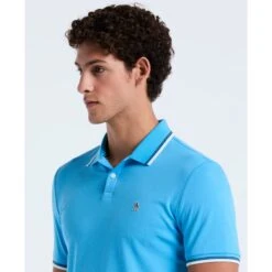 Original Penguin Pique Sticker Pete Tipped Polo Shirt In Bonnie Blue(Tipped Tencel Pique Sticker Pete Polo Shirt Blue Opksb720gp 456) 7 Original Penguin Pique Sticker Pete Tipped Polo Shirt In Bonnie Blue(Tipped Tencel Pique Sticker Pete Polo Shirt Blue Opksb720gp 456) -Original Penguin Outlet OPKSB720 456 alt2