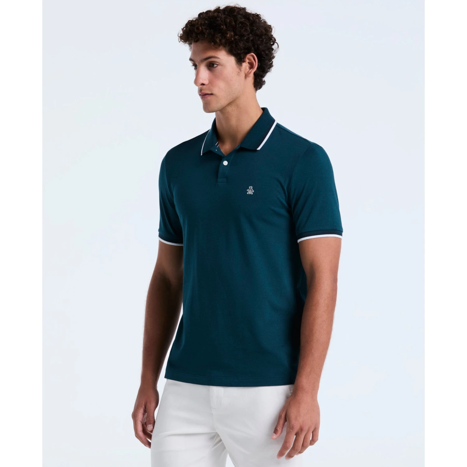 Original Penguin Pique Sticker Pete Tipped Polo Shirt In Reflecting Pond(Pique Sticker Pete Tipped Polo Shirt Blue Opksb720gp 470) 1 Original Penguin Pique Sticker Pete Tipped Polo Shirt In Reflecting Pond(Pique Sticker Pete Tipped Polo Shirt Blue Opksb720gp 470)