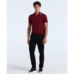 Original Penguin Pique Sticker Pete Tipped Polo Shirt In Cabernet(Pique Sticker Pete Tipped Polo Shirt Red Opksb720gp 605) -Original Penguin Outlet OPKSB720 605 alt3