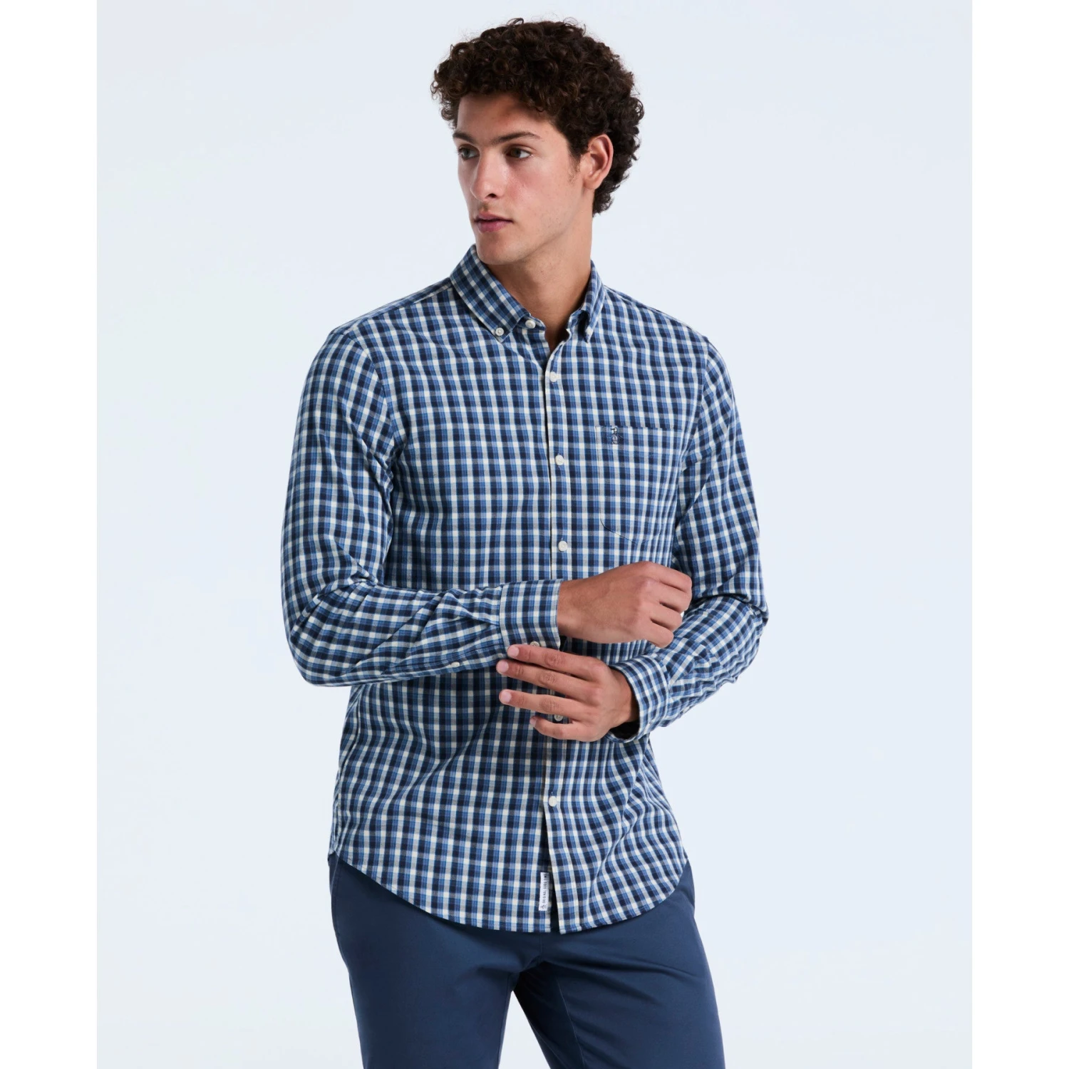Original Penguin Twill Check Shirt In Copen Blue(Twill Check Shirt Blue Opwf2501gp 443) 1 Original Penguin Twill Check Shirt In Copen Blue(Twill Check Shirt Blue Opwf2501gp 443)