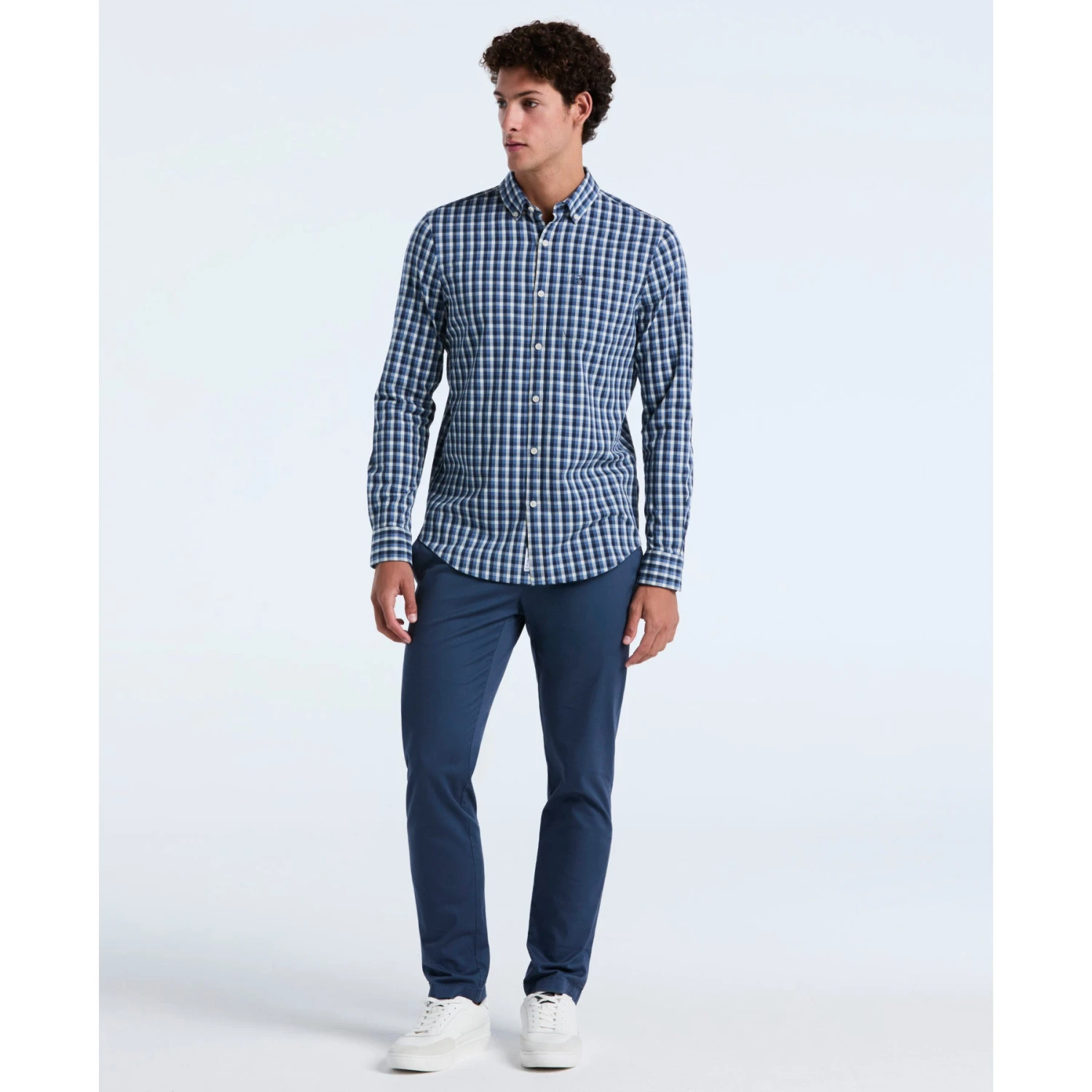 Original Penguin Twill Check Shirt In Copen Blue(Twill Check Shirt Blue Opwf2501gp 443) 4 Original Penguin Twill Check Shirt In Copen Blue(Twill Check Shirt Blue Opwf2501gp 443) - Image 4