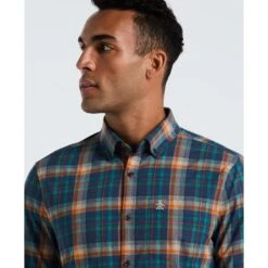 Original Penguin Dobby Plaid Shirt In Sargasso Sea(Dobby Plaid Shirt Blue Opwf2503gp 485) 7 Original Penguin Dobby Plaid Shirt In Sargasso Sea(Dobby Plaid Shirt Blue Opwf2503gp 485) -Original Penguin Outlet OPWF2503 485 alt2